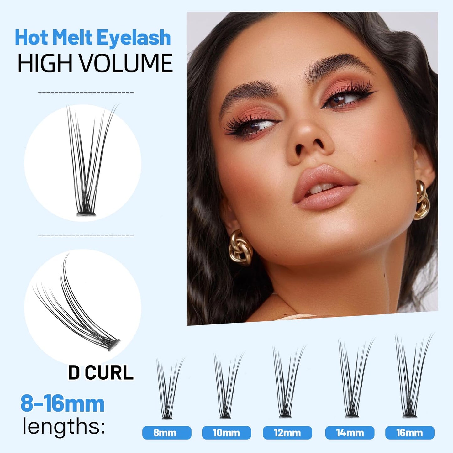 120Pcs 0.10Mm Thickness Handmade Fish Tail False Lahses Thick Natural Long Black Individual False Eyelashes Fake Eye Lashes Extensions Makeup Tool (16Mm)