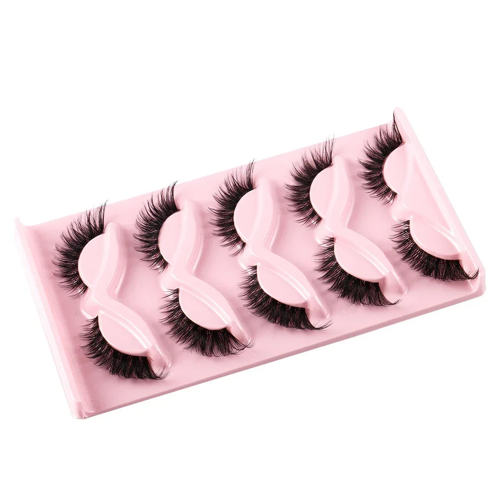 5 Pairs Cat Eye Lashes Fake Eyelashes Natural Long Manga Lashes Winged End Eye Elongated Eyelashes Fake Lashes Makeup