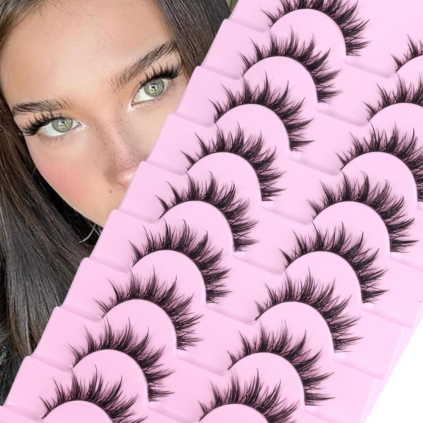 Manga Lashes Wispy False Eyelashes 3D Natural Eye Lashes Spiky Fake Lashes Anime Lashes Natural Look Chinese Makeup Lashes Pack by