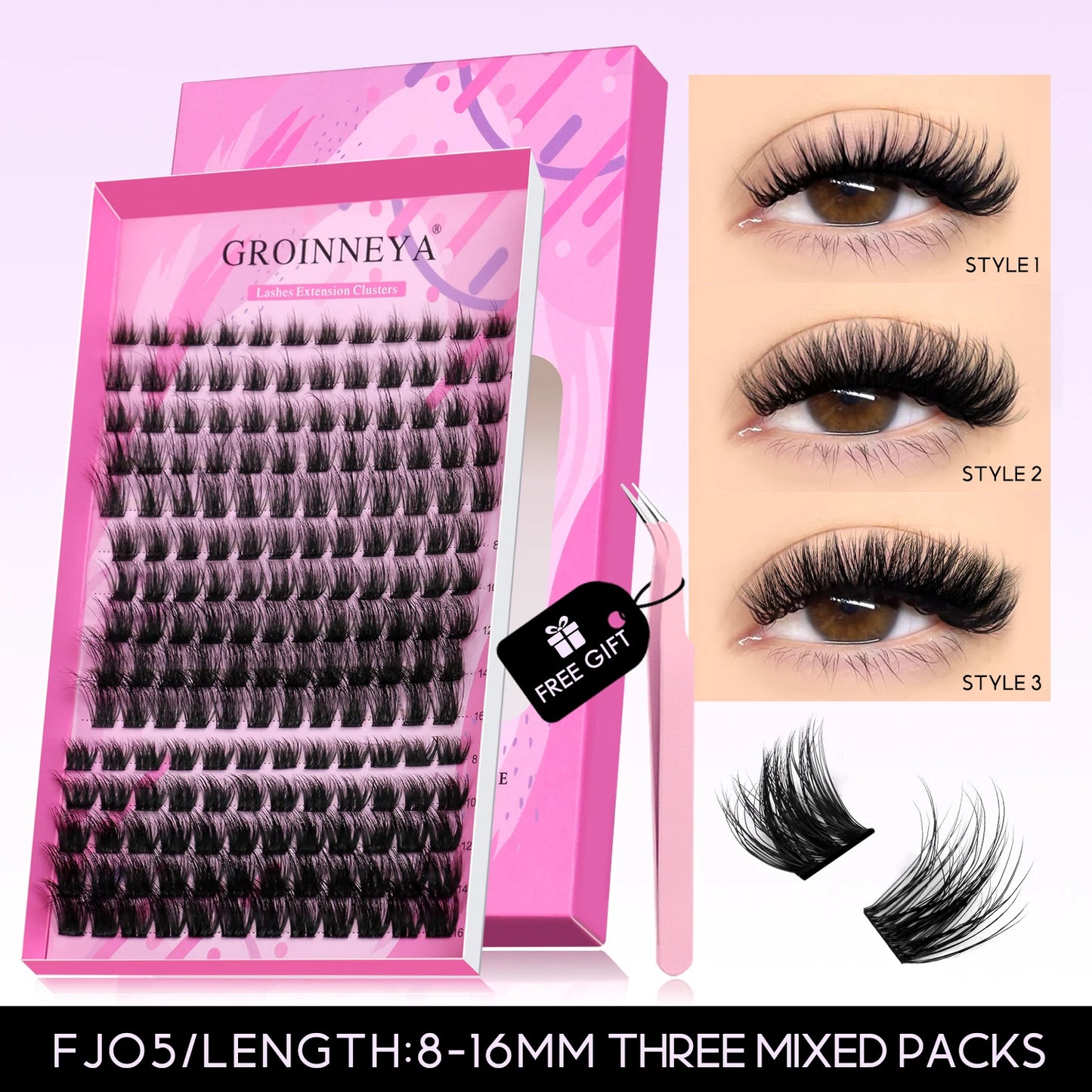 DIY Cluster Lashes Mixed Tray Individual Lashes Volume Eye Lashes Soft Natural Lashes Mink Lash Cluster False Eyelash