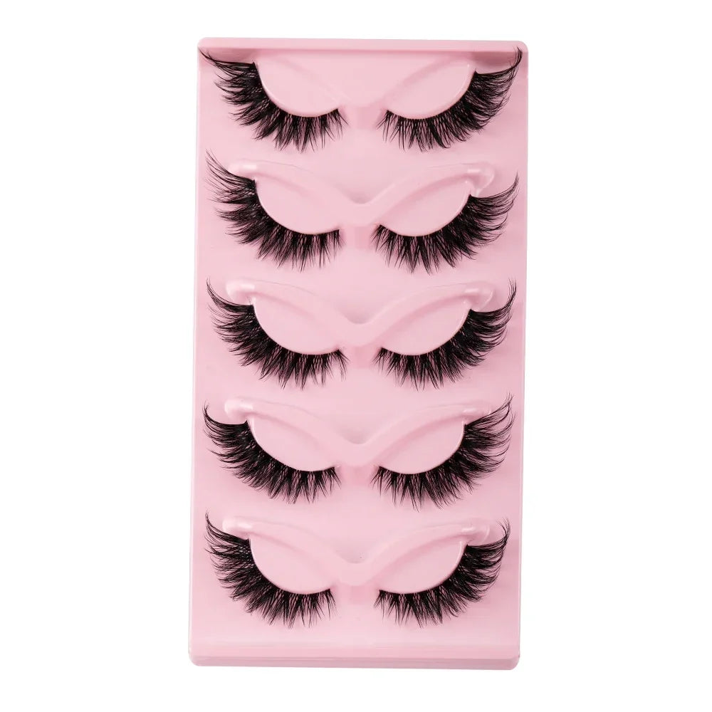 5 Pairs Cat Eye Lashes Fake Eyelashes Natural Long Manga Lashes Winged End Eye Elongated Eyelashes Fake Lashes Makeup