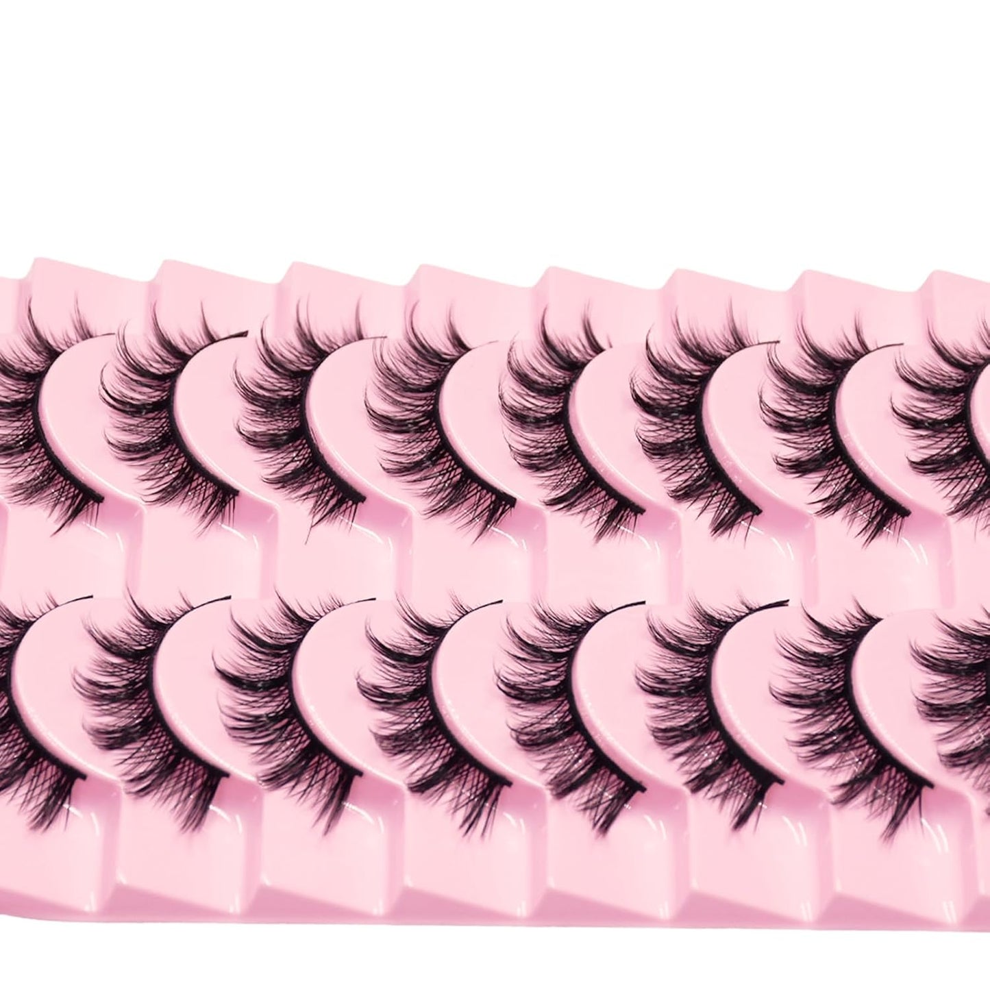 12Mm Manga Natural Look False Eyelashes, Reusable Strip Lashes, Including 10 Pairs of Eye Lashes, Easy to Apply Doll Makeup (01)