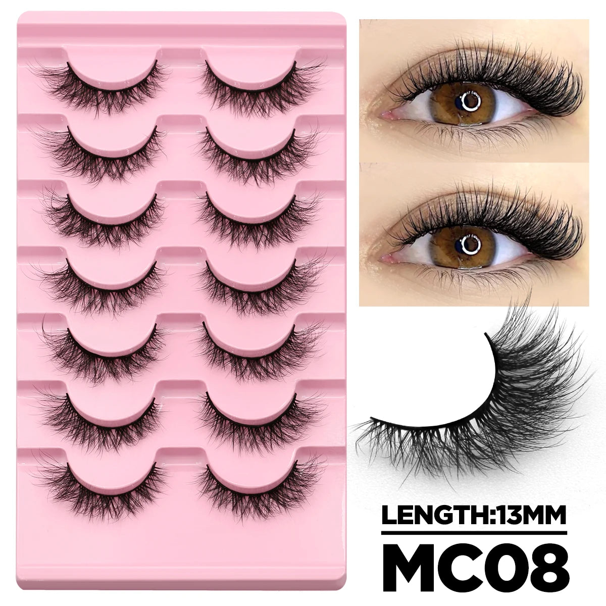 Cat Eye Lashes Fluffy Faux Mink Eyelashes Soft Cross Wispy Natural Winged End Eye Elongated Eyelashes Natural Lashes