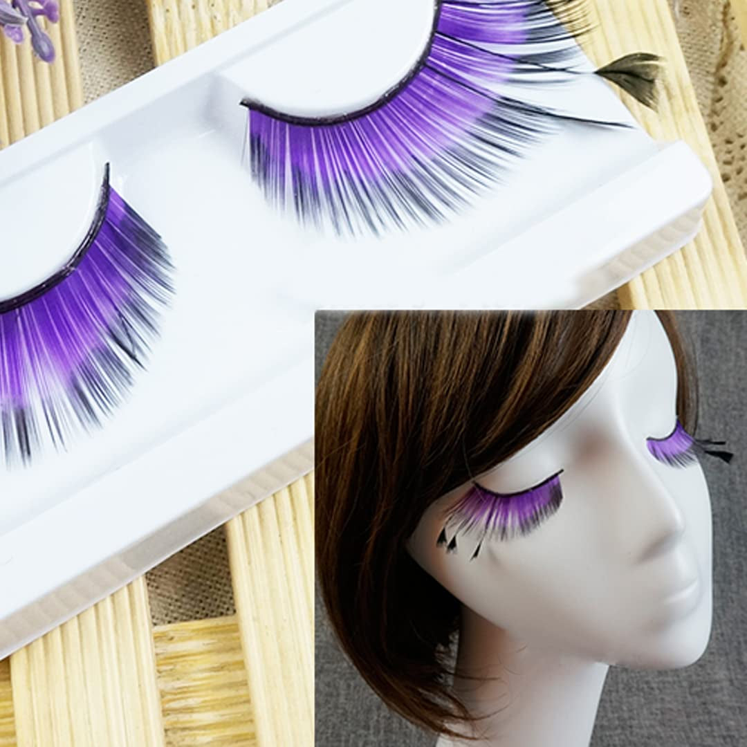 2 Pairs Classic False Eyelashes Colorful Feather Eye Lashes Self-Adhesive Wispy Lashes for Women Eye Makeup Tools Light Pink