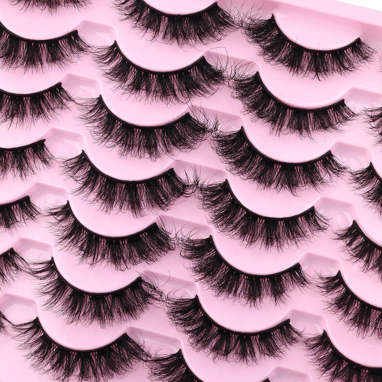 Mink Lashes Volume Cat Eye Thick False Eyelashes Natural Curly Fake Eyelashes 18MM Full 8D Volume Lashes Pack 14 Pairs