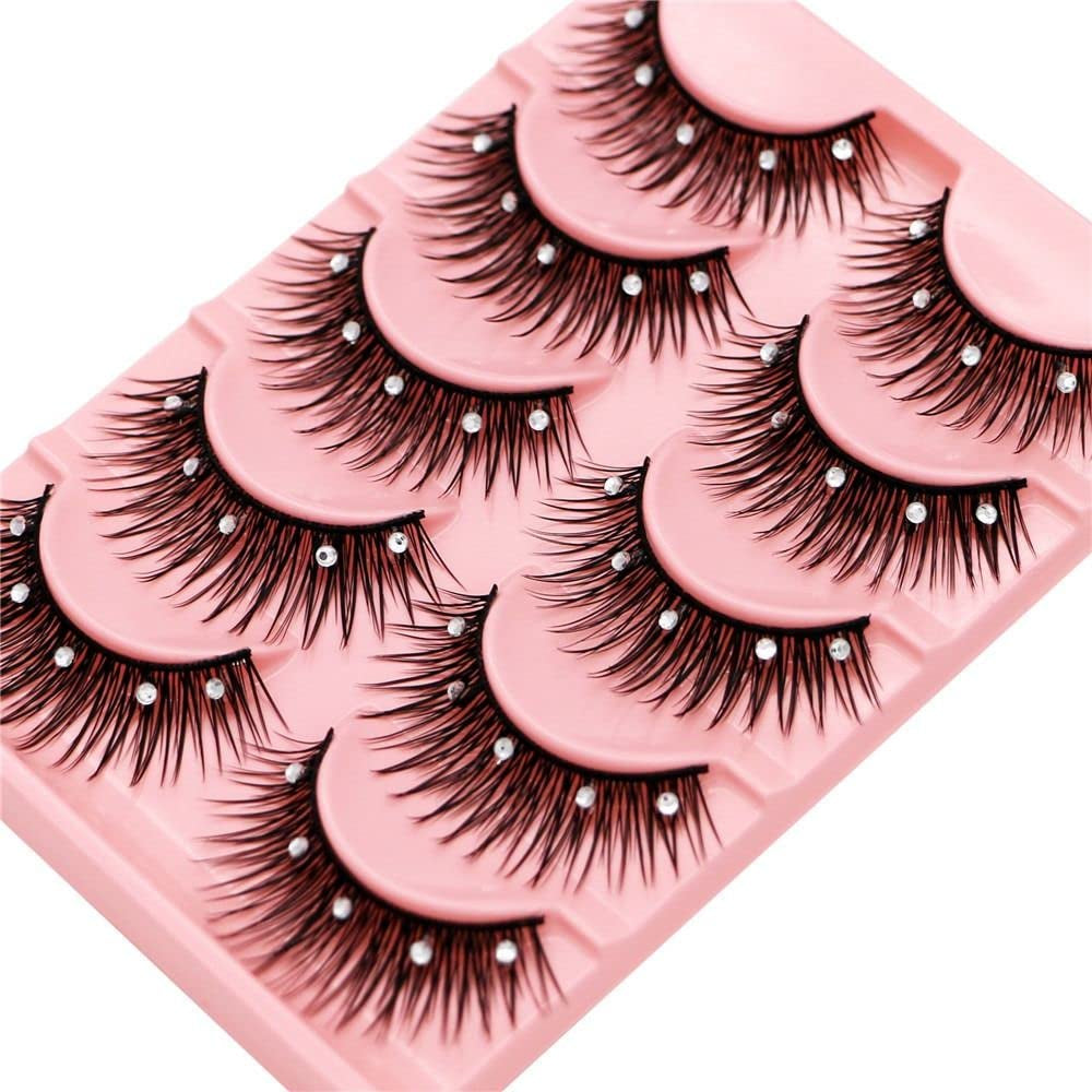Diamond False Eyelashes, Thick Long Eye Lashes, Eye Extension, Rhinestone Fuffy Thick Long Eye Lashes Dramatic Volume 2 Boxes(20Pcs)
