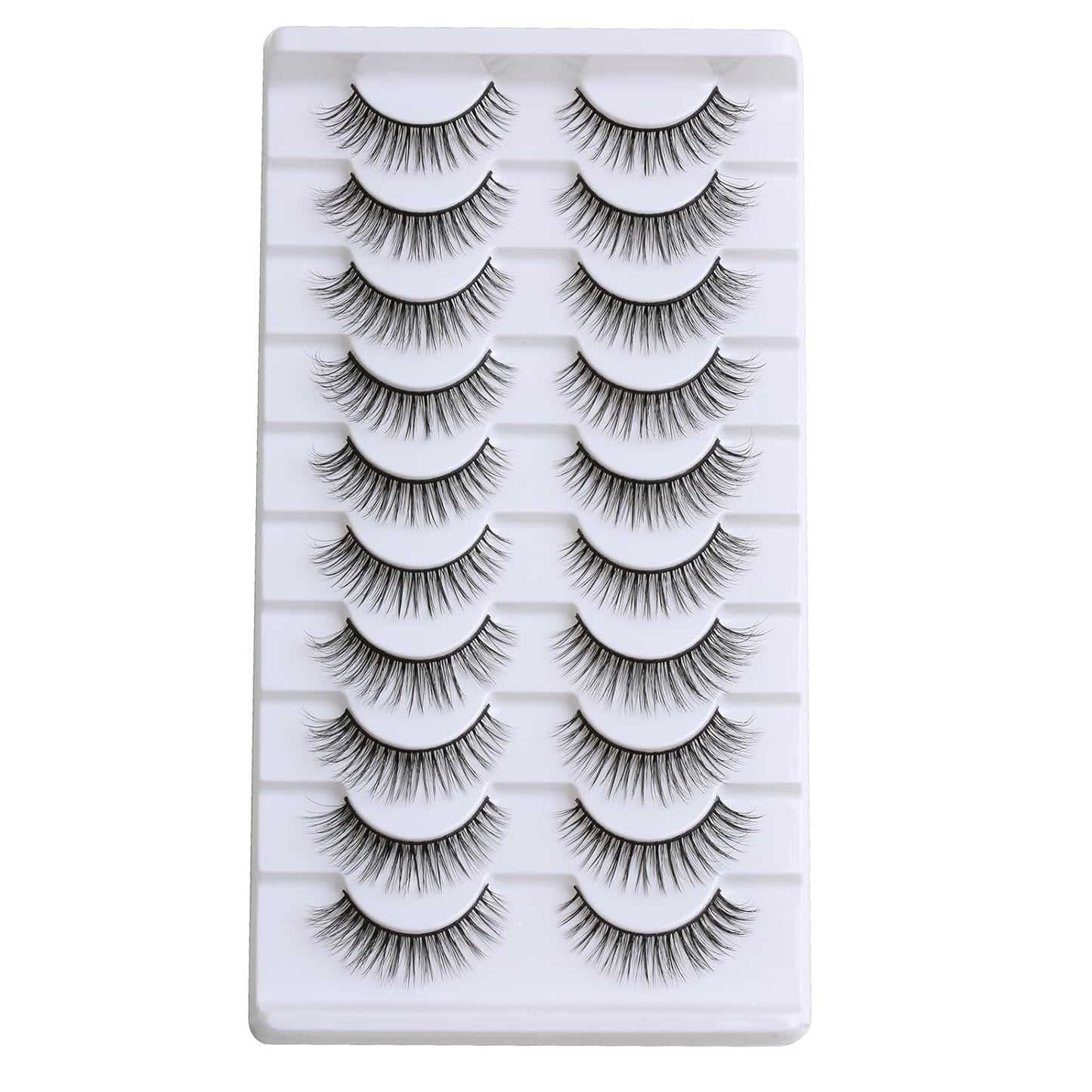 False Eyelashes 10Mm Mink Lashes Natural Look Cat Eye Lashes Strips 3D Faux Mink Lashes Soft Reusable Light Volume Fake Lashes 10 Pairs Pack