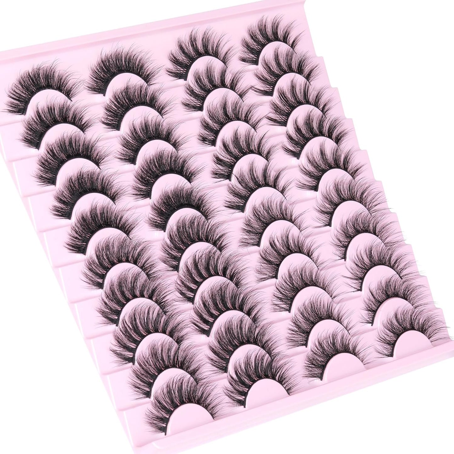 20 Pairs Natural Lashes Wispy False Eyelashes 15-17MM Lashes Natural Look 3D Cat Eye Eyelashes That Look like Extensions, 4 Styles Mixed