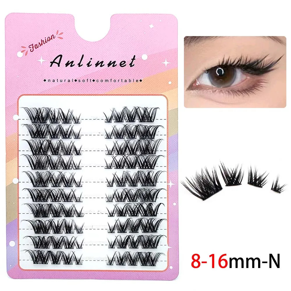 100 Clusters of DIY 5D Fluffy Eyelashes Makeup Eyelash Extension Natural Eyelash Bundle Personal Eyelash Grafting Tool