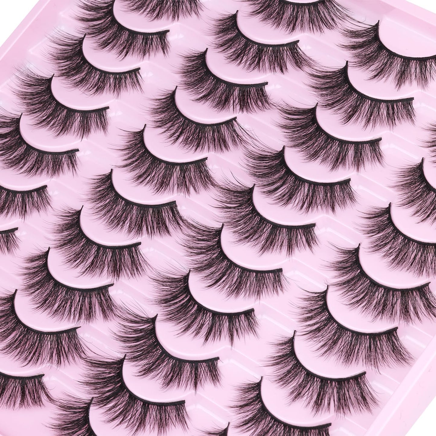 20 Pairs Lashes Wispy Faux Mink Lashes 15Mm Cat Eye False Eyelashes Natural Look 3D Volume C-Curl Strip Lashes Pack by