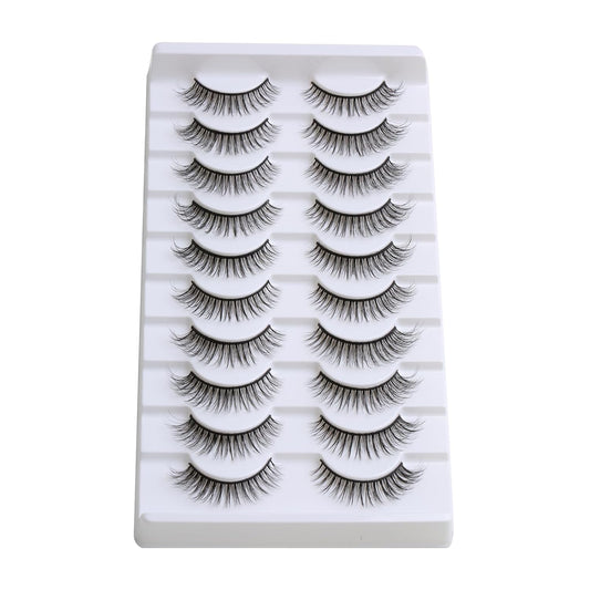 False Eyelashes 10Mm Mink Lashes Natural Look Cat Eye Lashes Strips 3D Faux Mink Lashes Soft Reusable Light Volume Fake Lashes 10 Pairs Pack