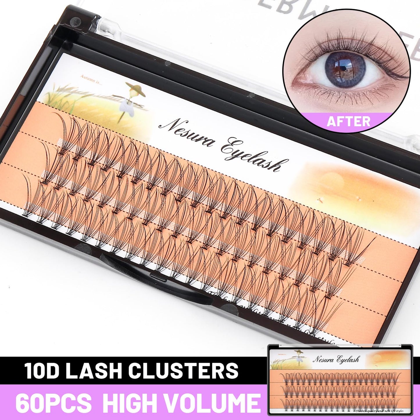 10 Root 60Pcs 8-10-12-14-16Mm Mixed Black Handmade False Eyelashes Natural Long Individual Eyelashes Extension Fake Lashes Makeup Beauty Cosmetic (5 PACKS-8MM)