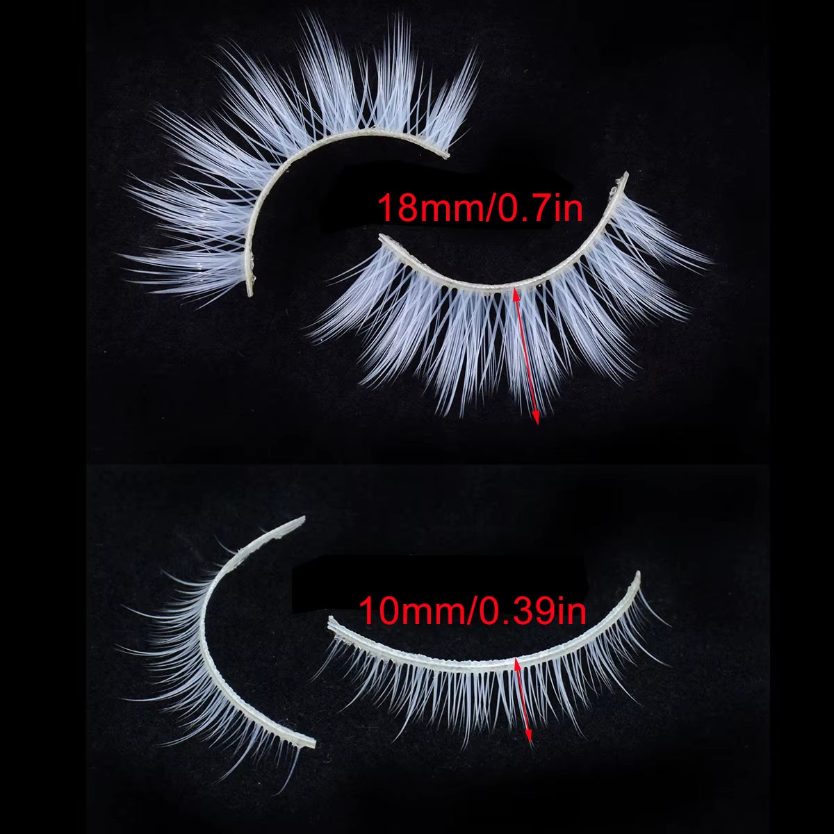 2 Pairs/Set 3D White Eyelashes Clear Band Snow Color Eye Lashes Cosplay Halloween Manga Lashes Makeup up and Lower Bottom Lashes