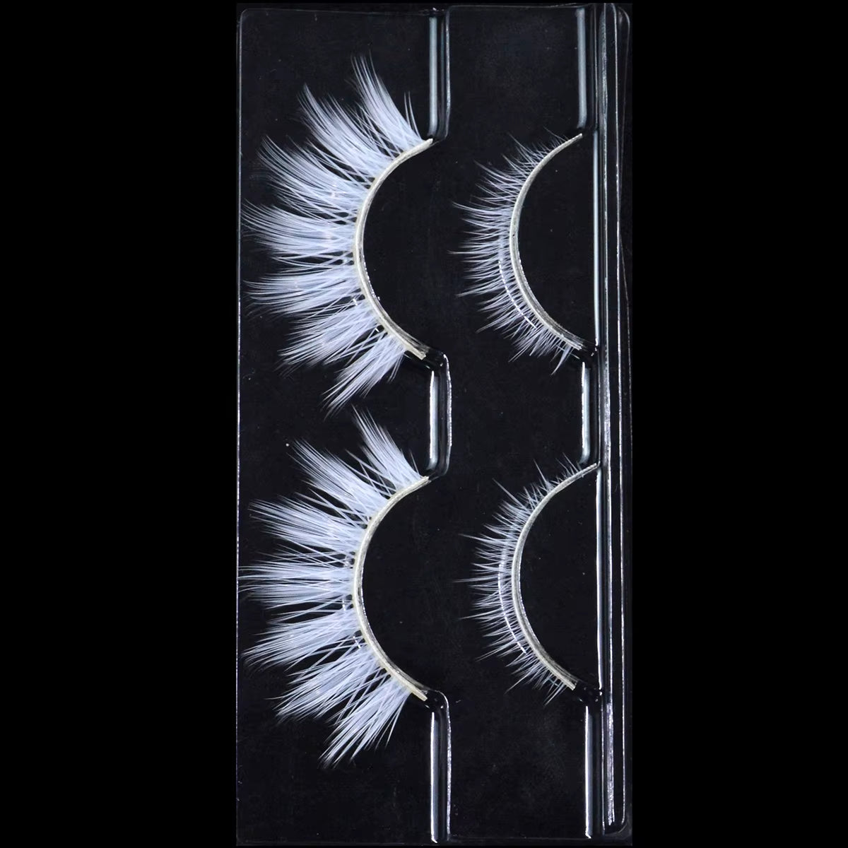 2 Pairs/Set 3D White Eyelashes Clear Band Snow Color Eye Lashes Cosplay Halloween Manga Lashes Makeup up and Lower Bottom Lashes