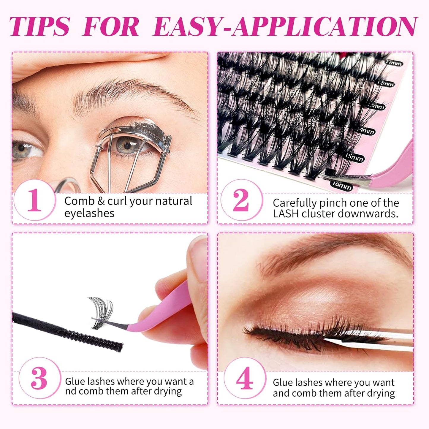 DIY Lash Extension Kit, 280Pcs 30D+40D Individual Lashes, Black, Vegan, Salon Lash Extensions at Home