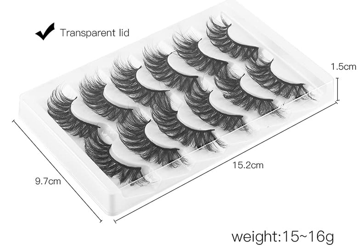 Mink Lashes Wispy False Eyelashes Cat Eye Lashes Natural Look Fluffy 8D Volume Strip Fake Eyelashes 6 Pairs Pack, Long-Lasting, Ultra-Light, CC Curl Lash Extension Effect (CD21)