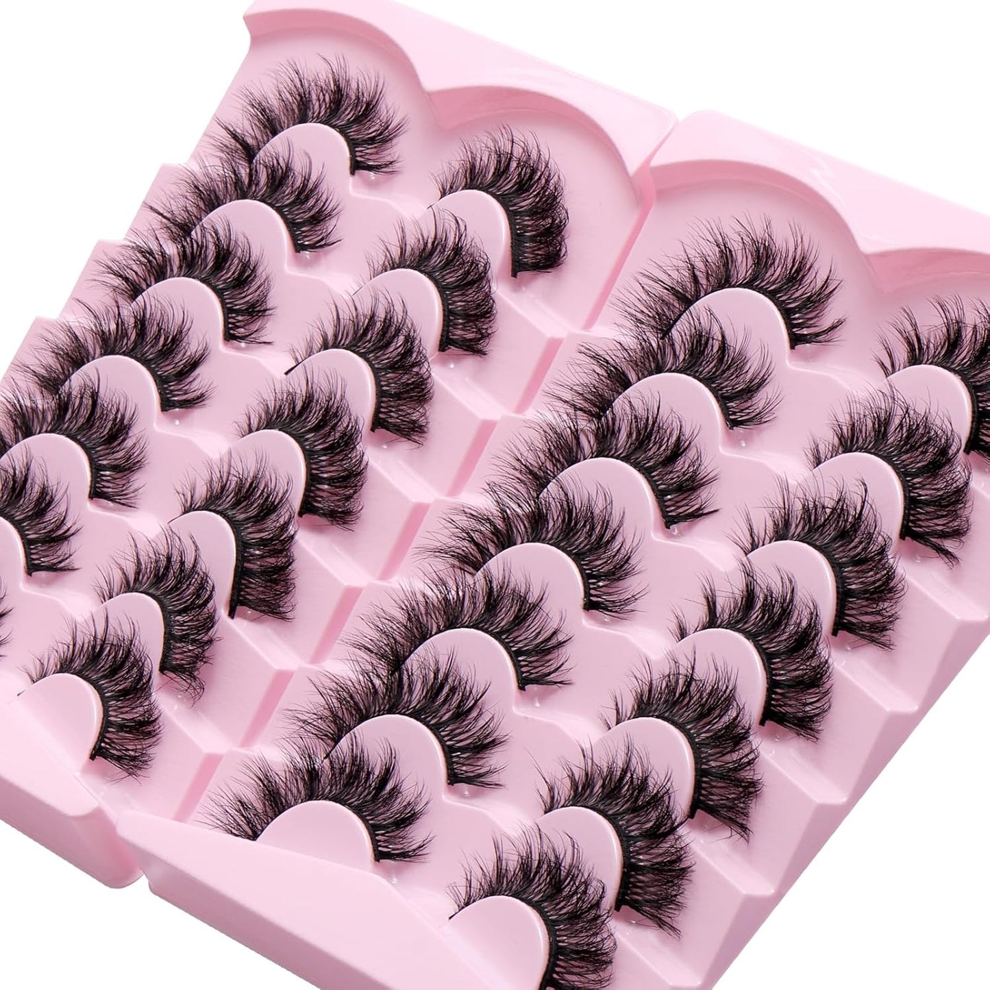 Cat Eye False Eyelashes 14 Pairs 6D Volume Natural Look Fluffy Wispy Lashes 17Mm Eye Lash Extensions Strip Fake Eyelashes Pack