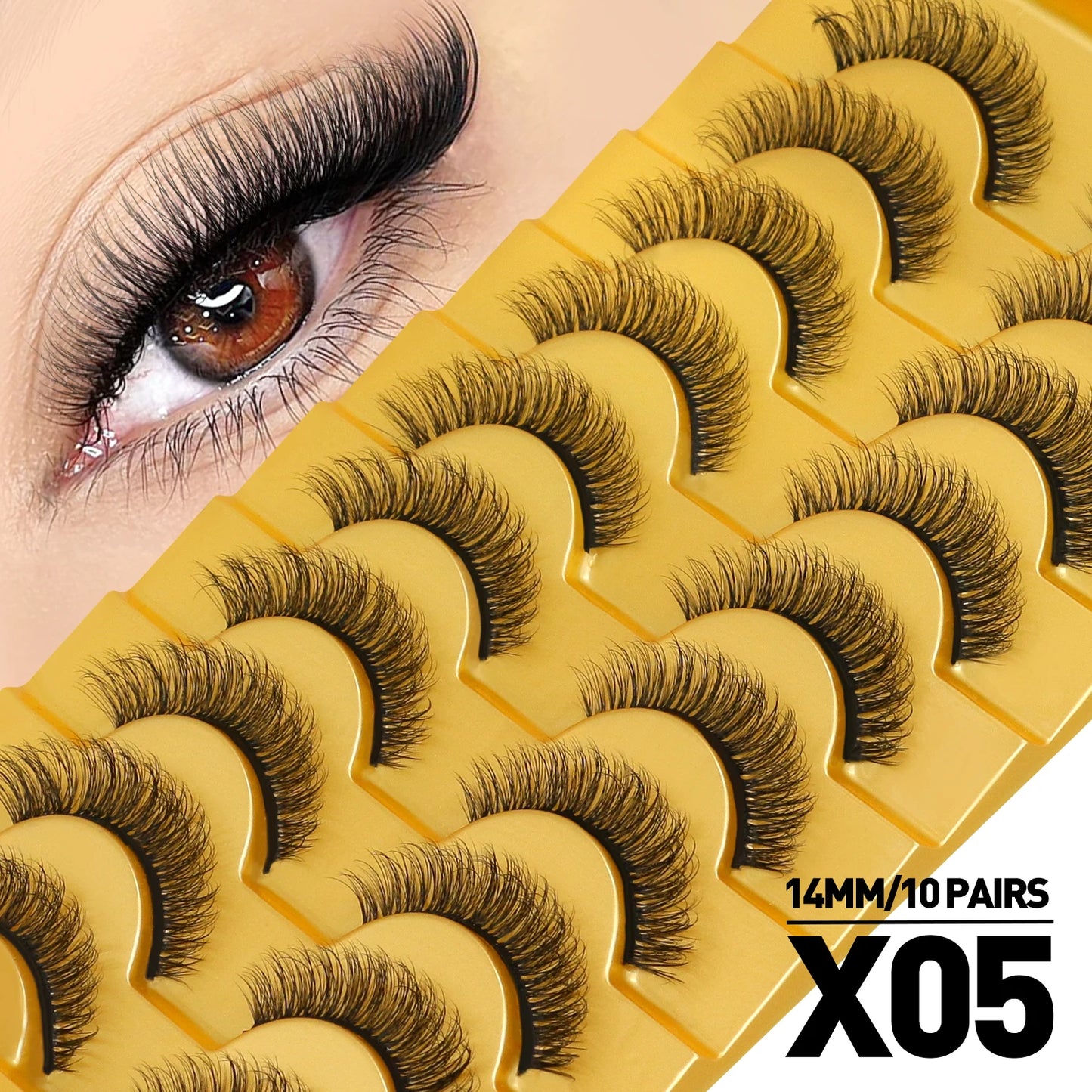 Cat Eye Lashes Fluffy Faux Mink Eyelashes Soft Cross Wispy Natural Winged End Eye Elongated Eyelashes Natural Lashes