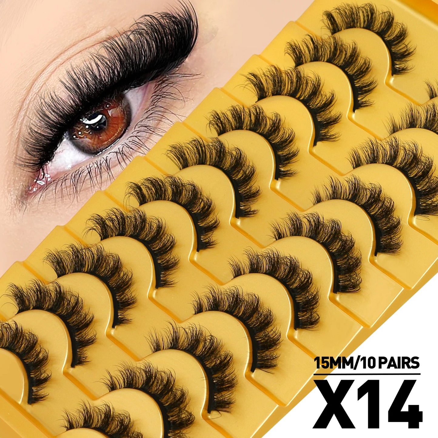 Cat Eye Lashes Fluffy Faux Mink Eyelashes Soft Cross Wispy Natural Winged End Eye Elongated Eyelashes Natural Lashes