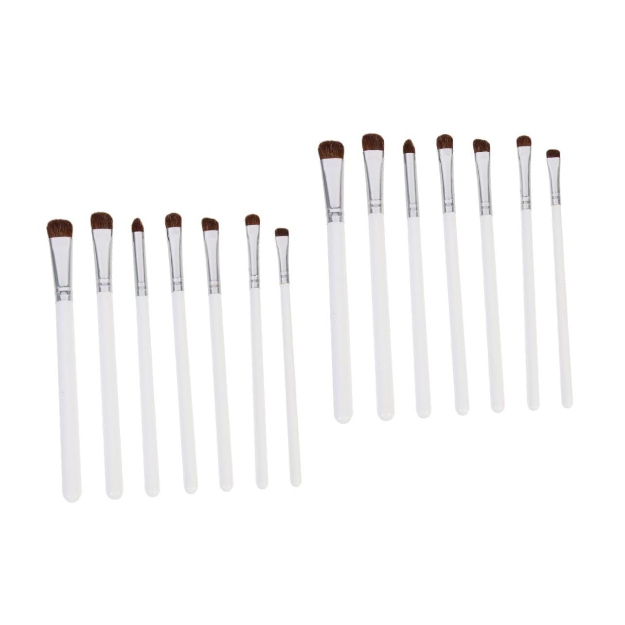2Sets Makeup Brushes for Eye Shadow Eye Shadow Brush Set Wood Handle Long Handle Powder Applicator 7Pcs*2