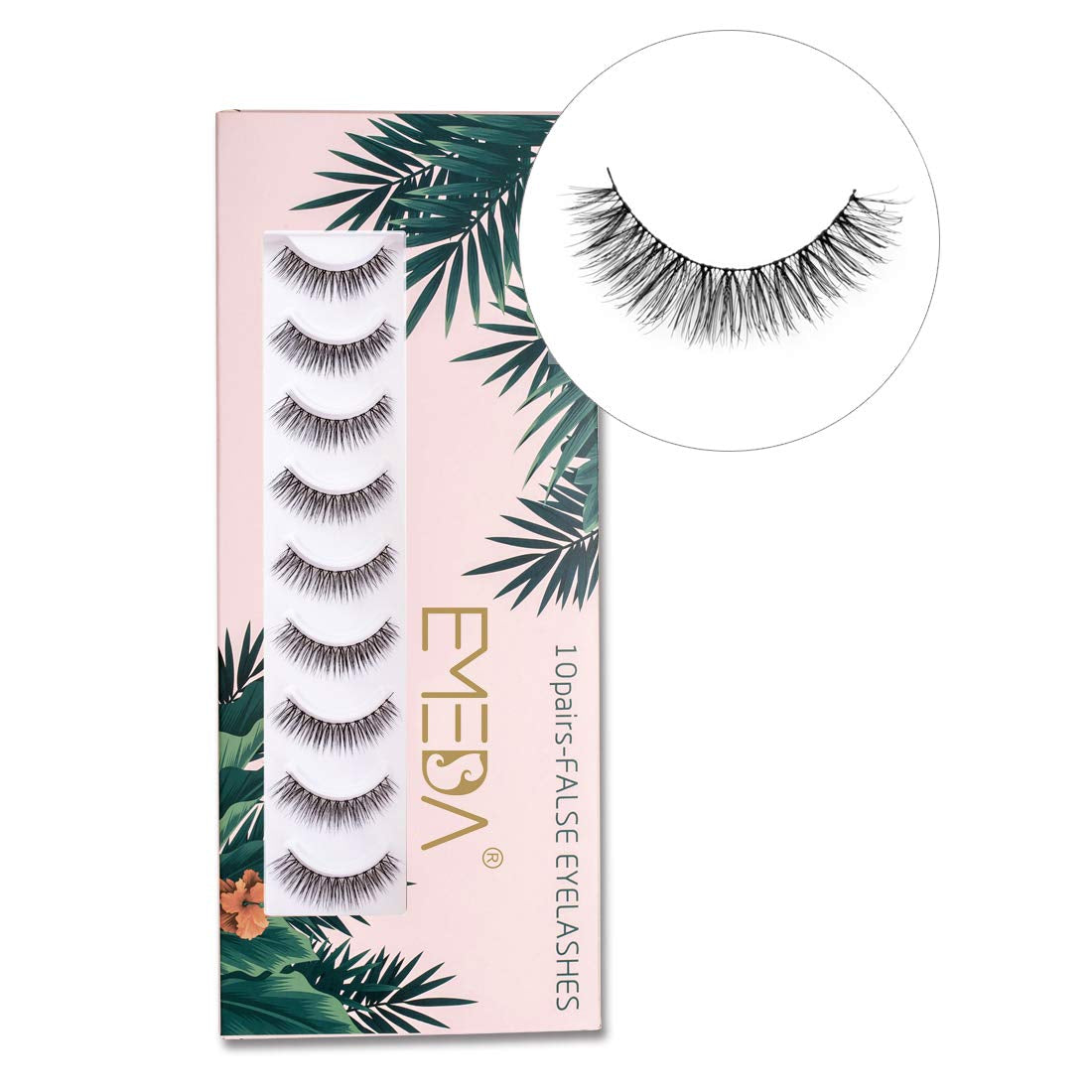 10 Pairs False Eyelashes Natural Look Eyelashes Soft Fake Lashes 100% Handmade Lashes Reusable Eye Lash Transparent Band 1 Pack by  002 Style