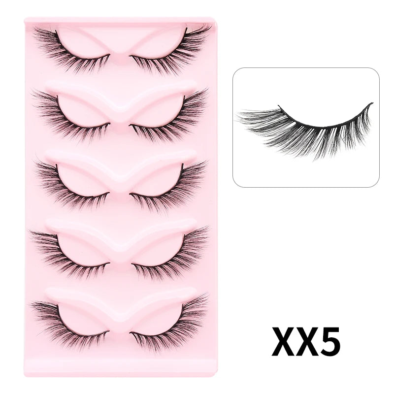Cat Eye Lashes 10Pairs False Eyelashes Natural Eyelashes Anime Winged Clear Band Lashes Fake Eyelash Manga Lashes Makeup