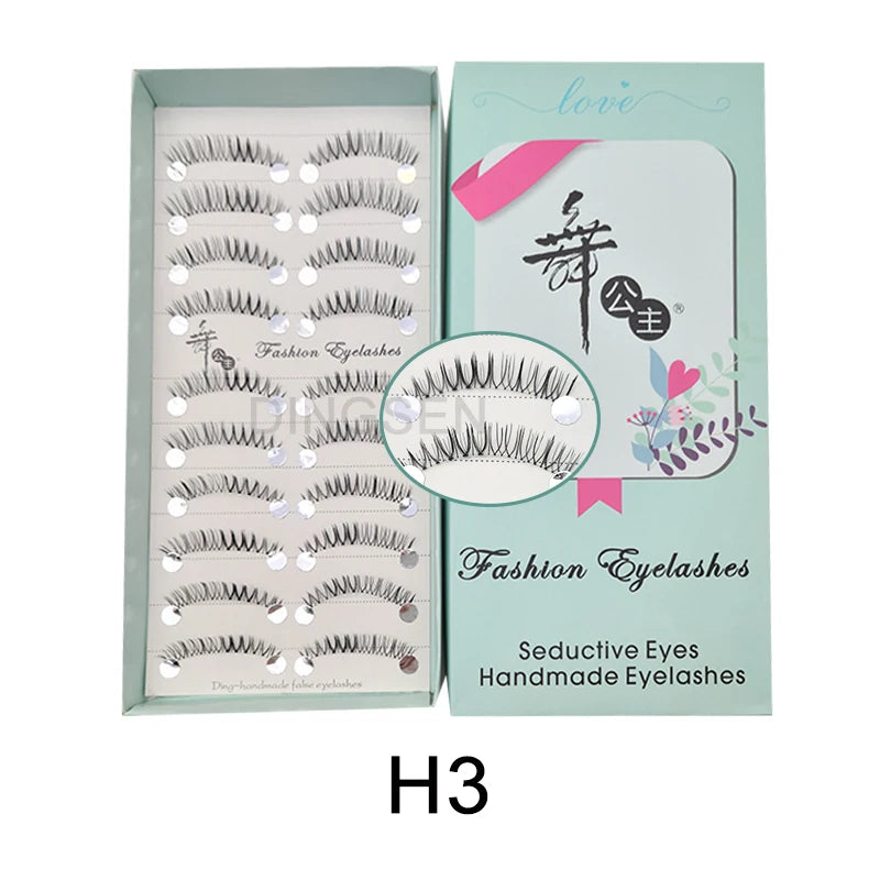 Cat Eye Lashes 10Pairs False Eyelashes Natural Eyelashes Anime Winged Clear Band Lashes Fake Eyelash Manga Lashes Makeup
