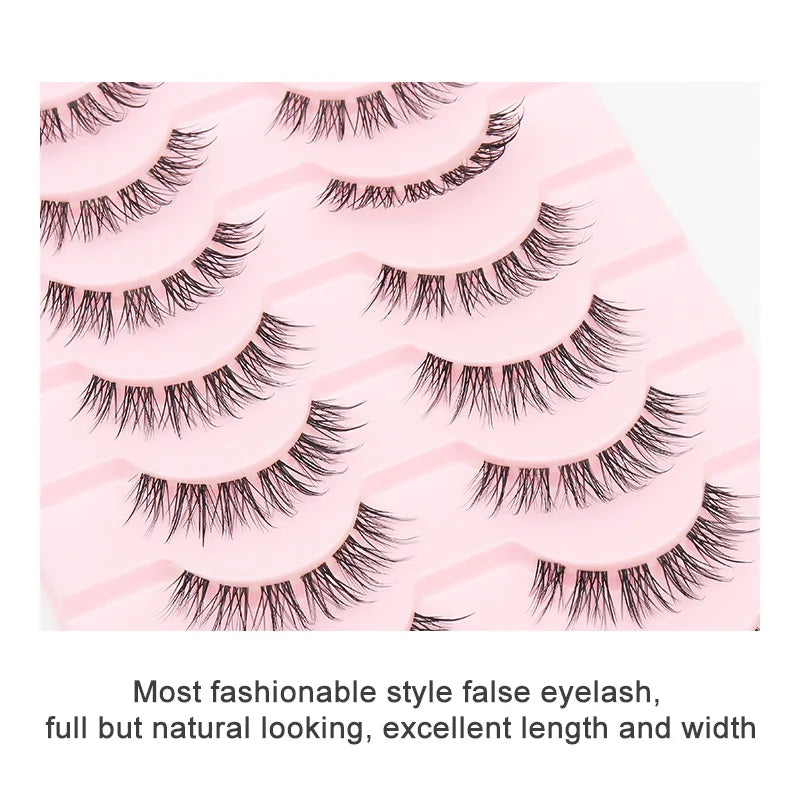 Cat Eye Lashes 10Pairs False Eyelashes Natural Eyelashes Anime Winged Clear Band Lashes Fake Eyelash Manga Lashes Makeup