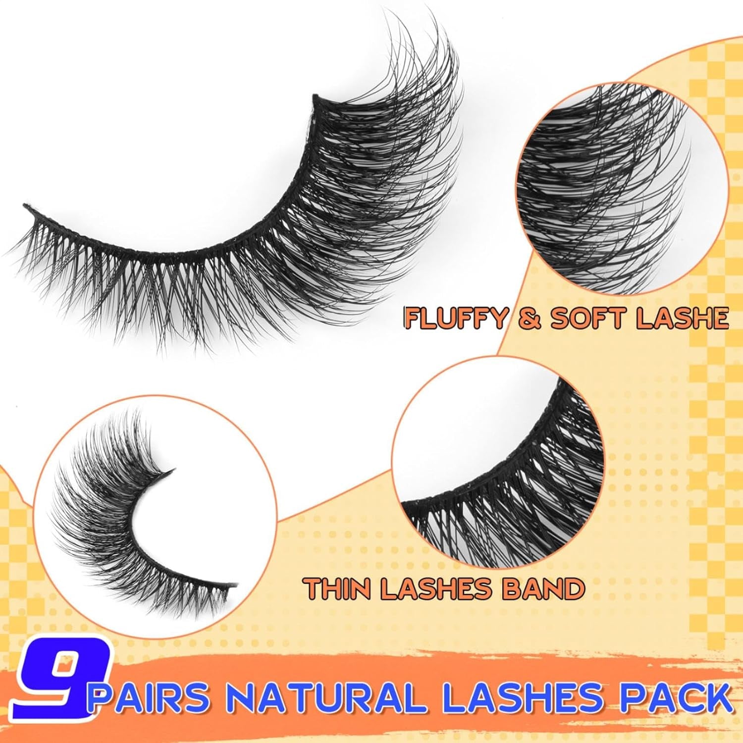 Natural Lashes Cat Eye False Eyelashes Wispy Mink Lashes That Look like Extensions Fox Eye Lashes 9 Pairs by