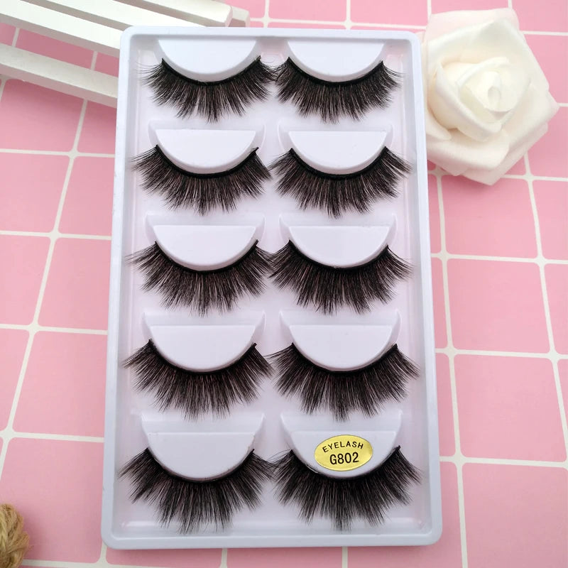 Sexy 5 Pairs Mink Eyelashes 3D Faux Lashes Thick Crisscross Makeup False Eyelash Extension Natural Volume Soft Eye Lashes G800