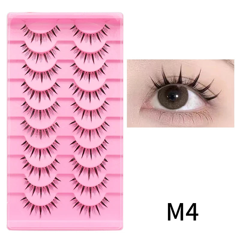 Cat Eye Lashes 10Pairs False Eyelashes Natural Eyelashes Anime Winged Clear Band Lashes Fake Eyelash Manga Lashes Makeup