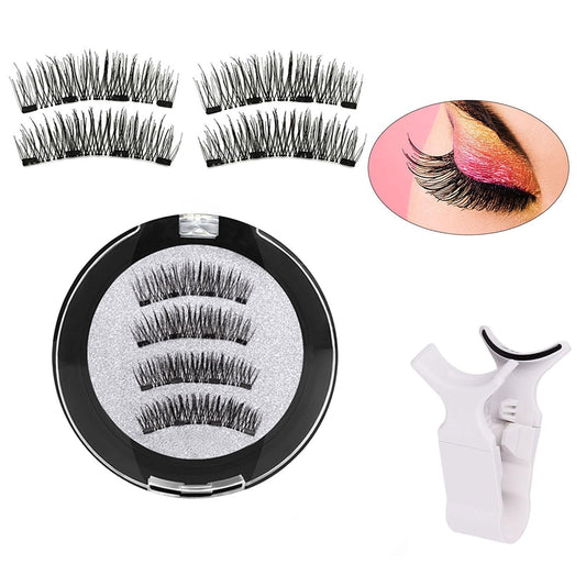 Magnetic Eyelashes Magnetic Eyelashes with Applicator Reusable Natural Magnetic Lashes Suitable Woman Eyelash Decoration （1 Pack)