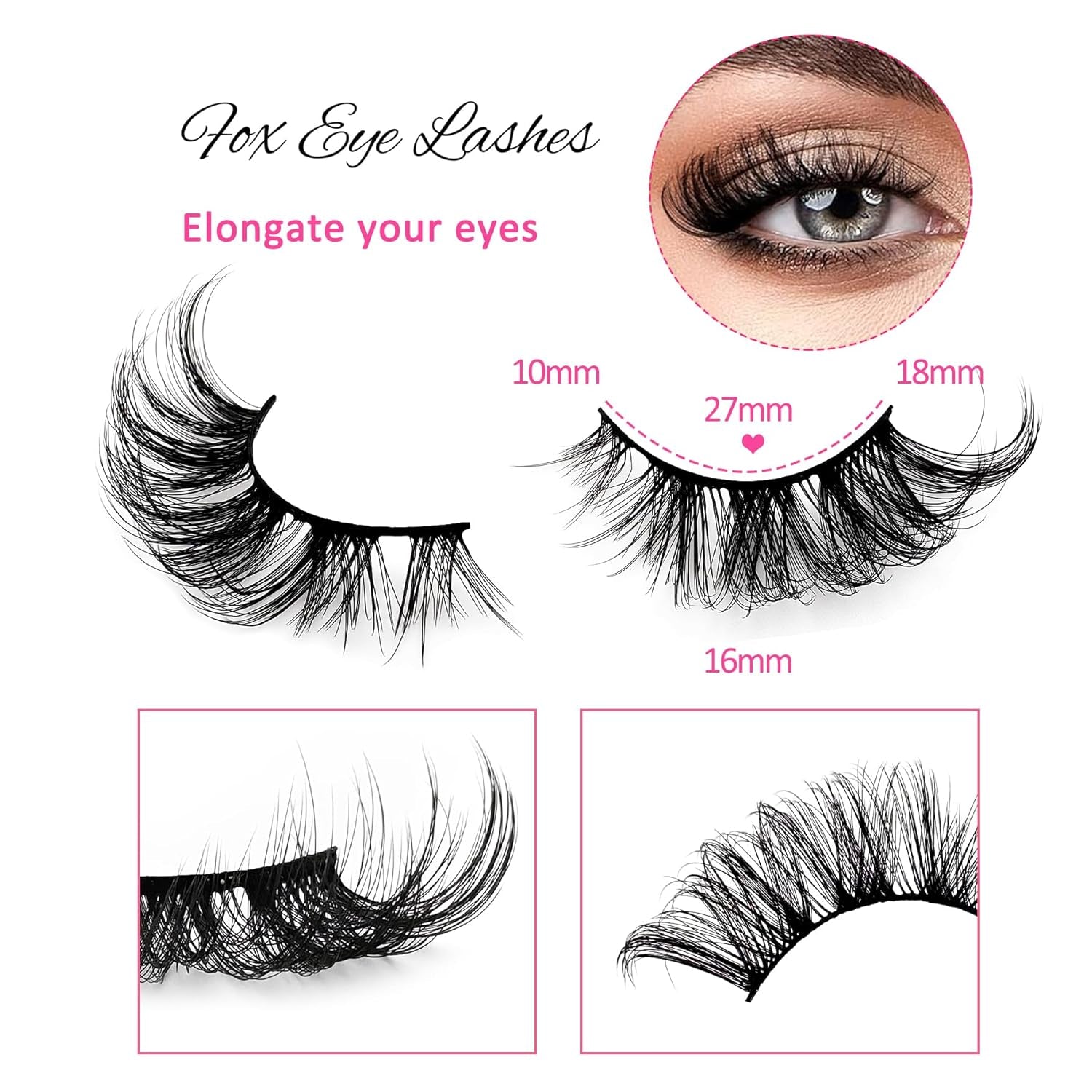 Fox Eye Lashes Flu-Ffy 22Mm Cat-Eye Lashes Curly Volume Eyelashes Faux Mink Lashes That Look like Extensions Lashes Wispy False Eyelashes Natural Look 7 Pairs Pack(Fxd2)