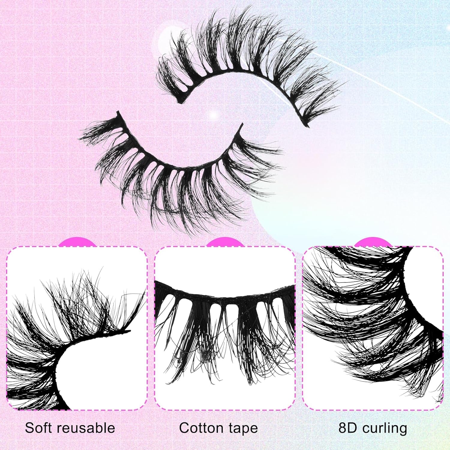 20 Pairs Fluffy Lashes False Eyelashes Mink Eyelashes 3D Volume Faux Mink Cat Eye Lashes Pack 4 Styles Mixed Natural Look Wispy Lashes Long Faux Eyelashes Adhesives Makeup Accessories for Women
