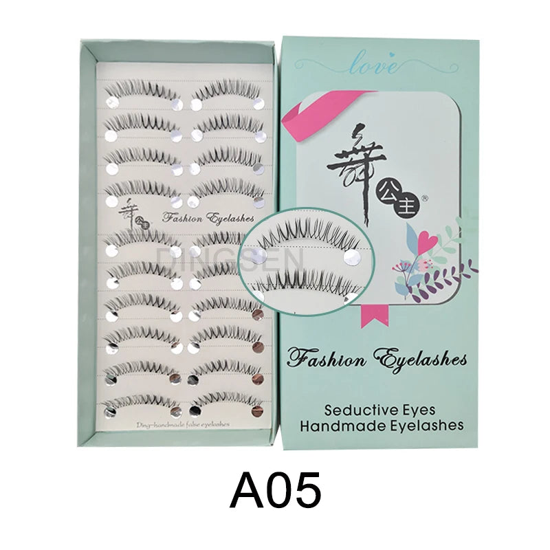 Cat Eye Lashes 10Pairs False Eyelashes Natural Eyelashes Anime Winged Clear Band Lashes Fake Eyelash Manga Lashes Makeup