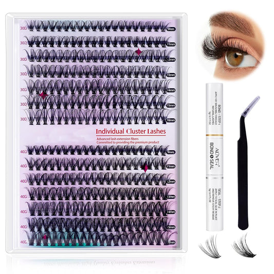 DIY Lash Extension Kit, 280Pcs 30D+40D Individual Lashes, Black, Vegan, Salon Lash Extensions at Home