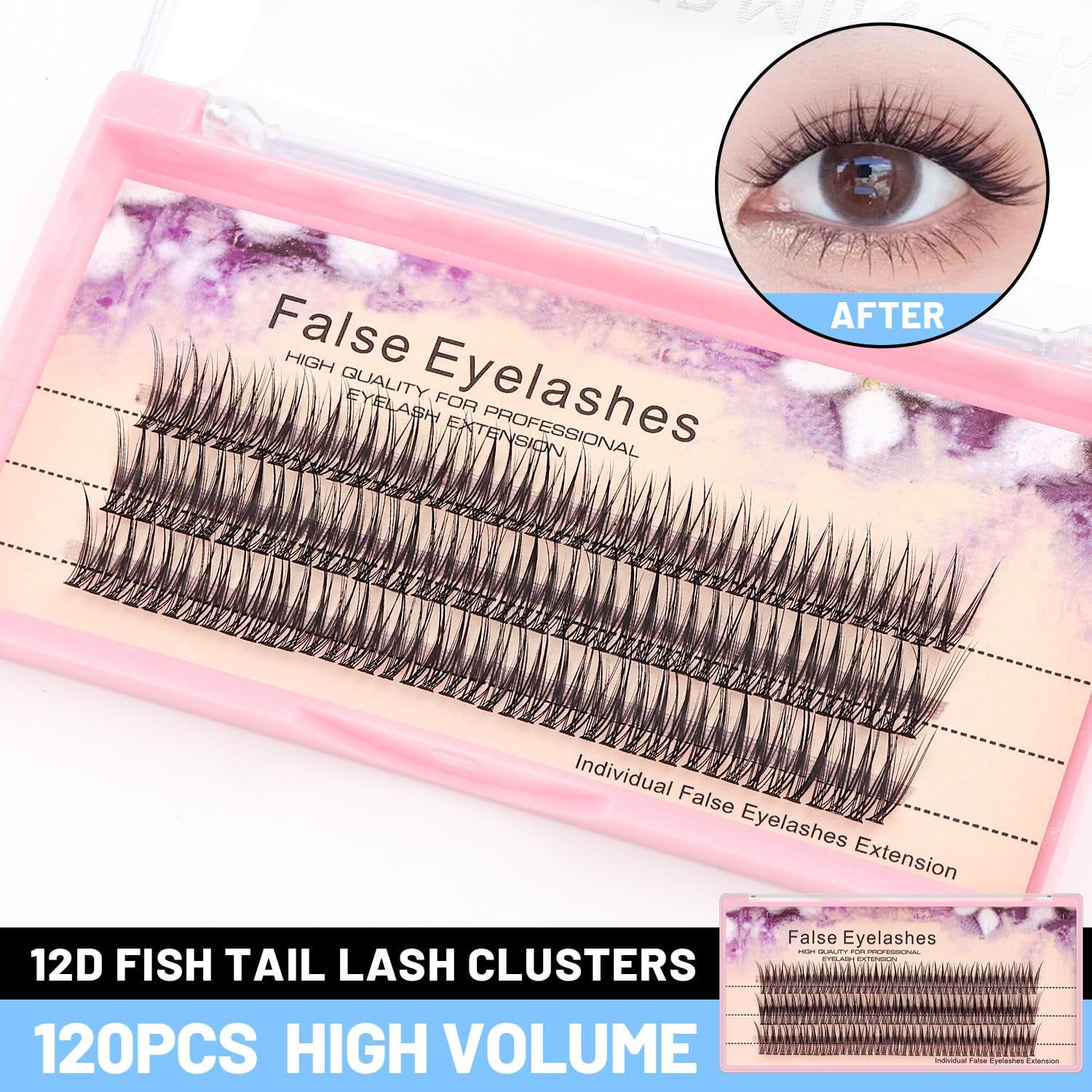 120Pcs 0.10Mm Thickness Handmade Fish Tail False Lahses Thick Natural Long Black Individual False Eyelashes Fake Eye Lashes Extensions Makeup Tool (16Mm)