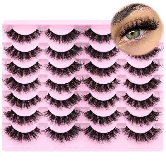Mink Lashes Volume Cat Eye Thick  False Eyelashes Natural Curly Fake Eyelashes 18MM Full 8D Volume Lashes Pack 14 Pairs