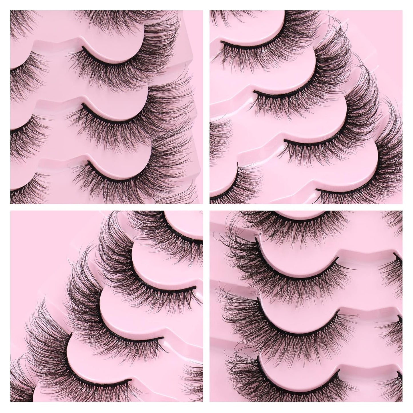 Cat Eye Lashes Natural Look Fluffy Wispy False Eyelashes Pack 20MM 3D Mink Lashes Fluffy Natural False Lashes 7 Pairs by