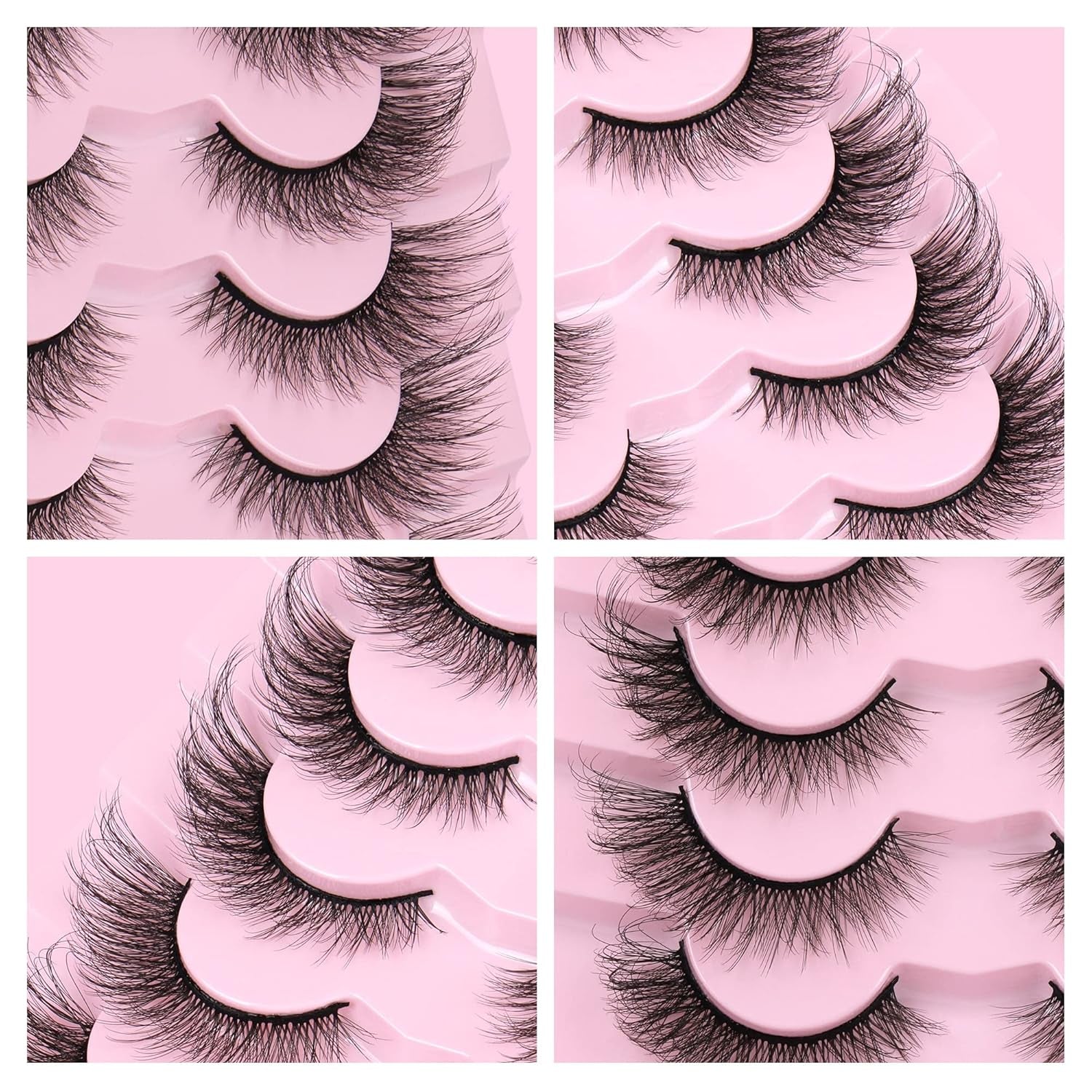 Cat Eye Lashes Natural Look Fluffy Wispy False Eyelashes Pack 20MM 3D Mink Lashes Fluffy Natural False Lashes 7 Pairs by