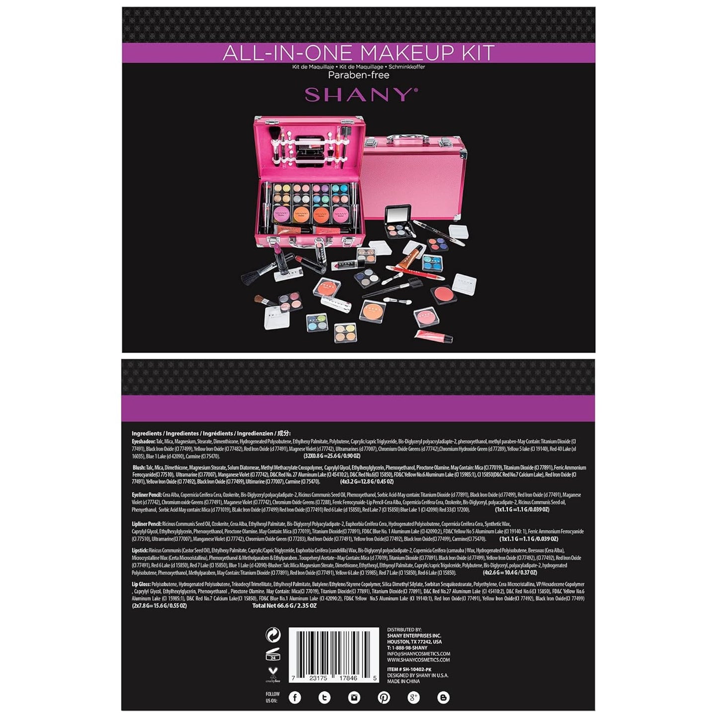 Carry All Makeup Train Case with Pro Makeup Set, Makeup Brushes, Lipsticks, Eye Shadows, Blushes, Powders, and More - Reusable Makeup Storage Organizer - Premium Gift Packaging - Pink