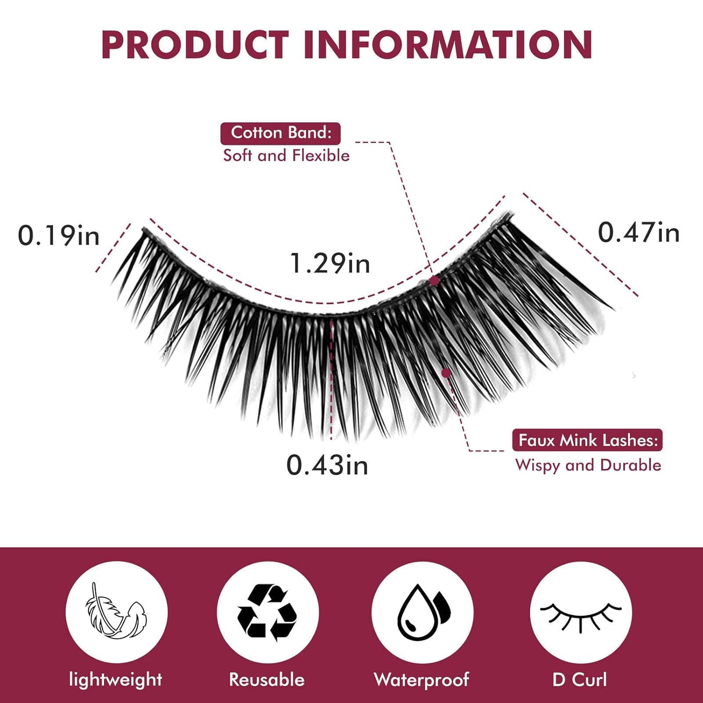 10 Pairs Natural Eyelashes, Reusable Microfiber False Lashes, Sweat-Proof Eye Lash, Natural and Beautiful, Easy to Wear,