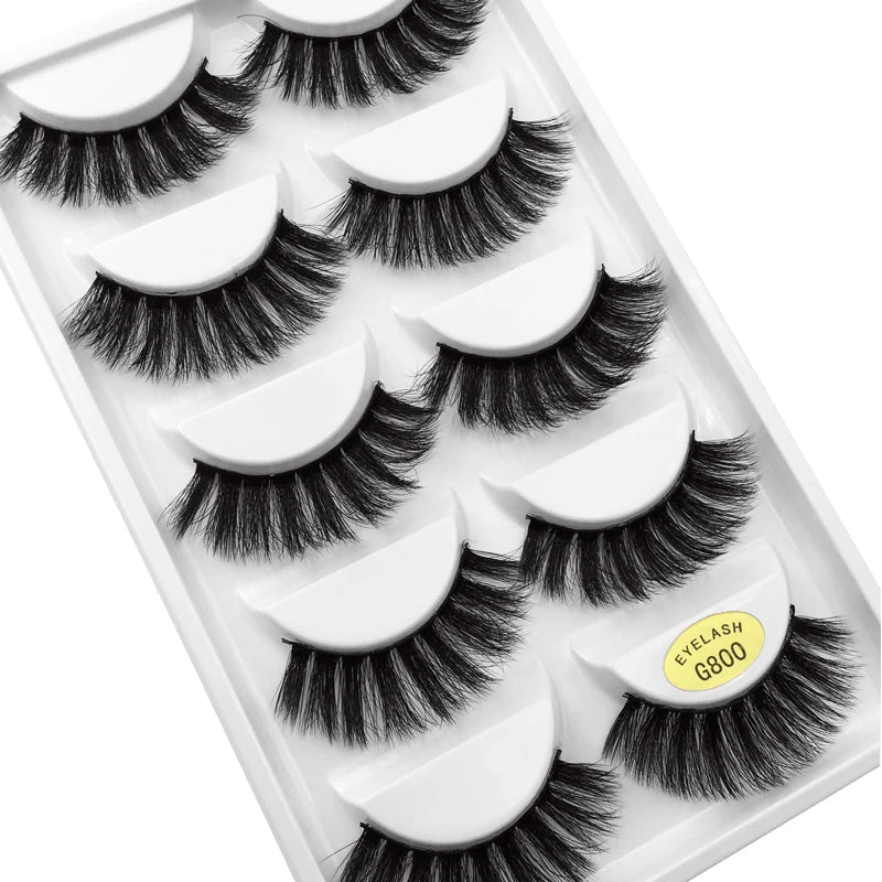 Sexy 5 Pairs Mink Eyelashes 3D Faux Lashes Thick Crisscross Makeup False Eyelash Extension Natural Volume Soft Eye Lashes G800