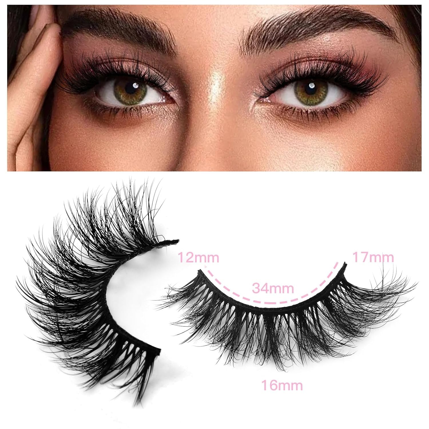 Cat Eye False Eyelashes 14 Pairs 6D Volume Natural Look Fluffy Wispy Lashes 17Mm Eye Lash Extensions Strip Fake Eyelashes Pack