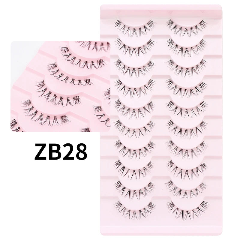 Cat Eye Lashes 10Pairs False Eyelashes Natural Eyelashes Anime Winged Clear Band Lashes Fake Eyelash Manga Lashes Makeup