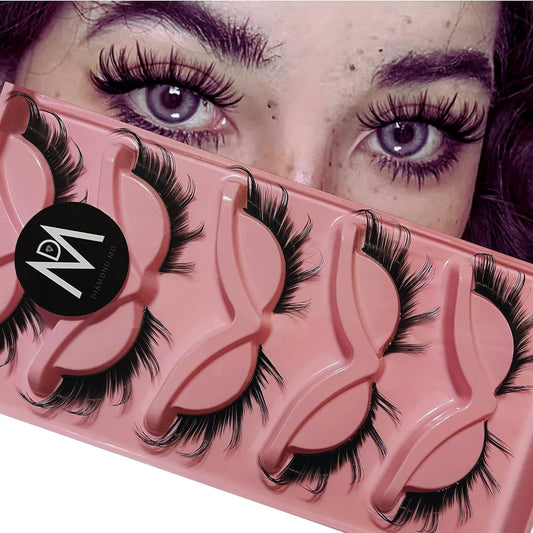 Eye Lashes Mink Magnetic Natural Look Fox False Eyelashes Cat Fox Gorgeous Wispy Makeup (5 Pairs Pack), Black