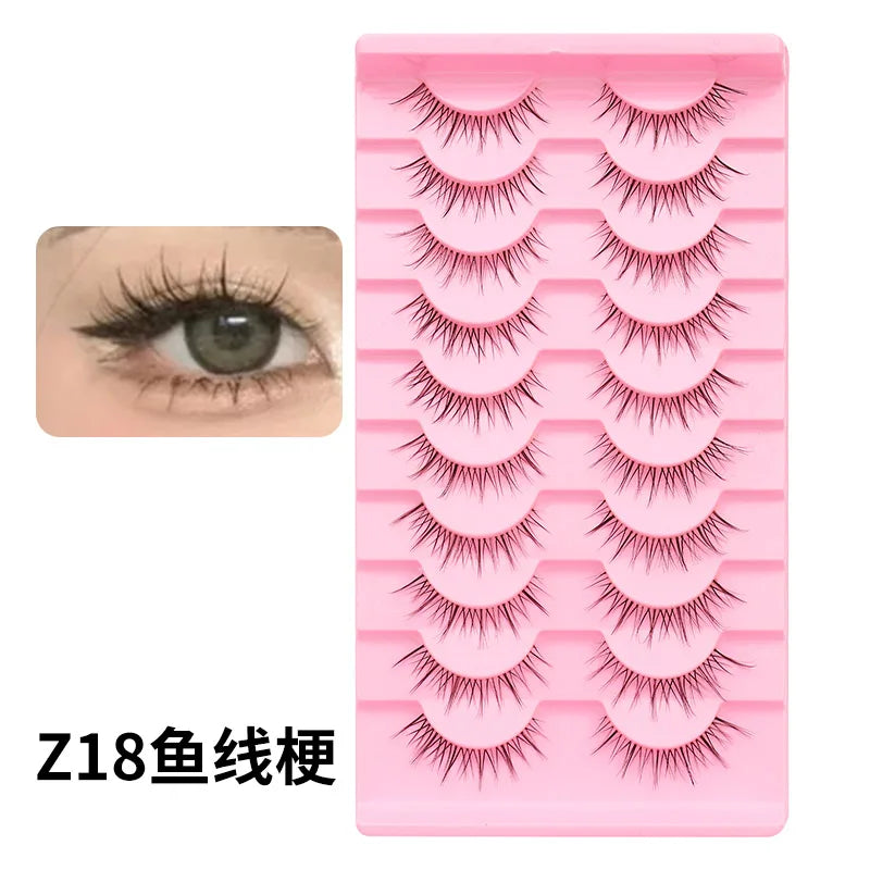 Cat Eye Lashes 10Pairs False Eyelashes Natural Eyelashes Anime Winged Clear Band Lashes Fake Eyelash Manga Lashes Makeup