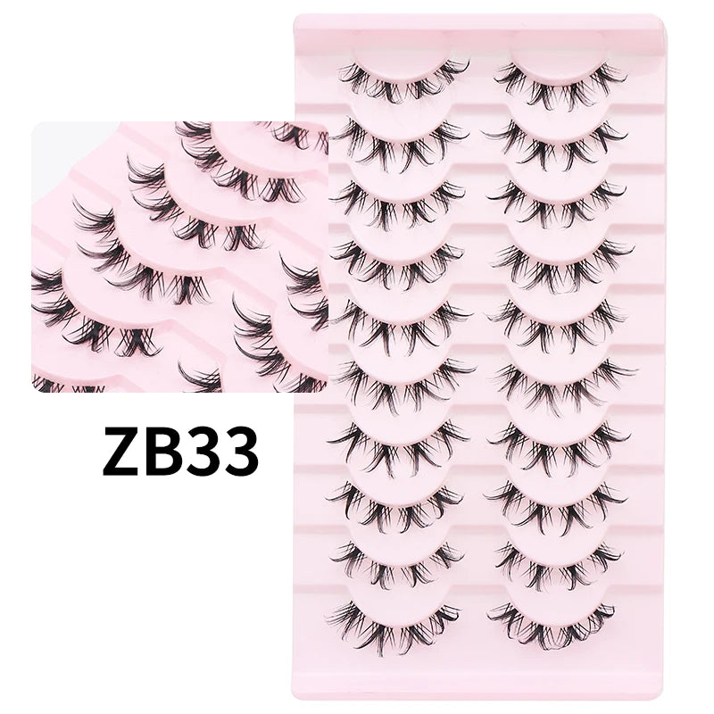 Cat Eye Lashes 10Pairs False Eyelashes Natural Eyelashes Anime Winged Clear Band Lashes Fake Eyelash Manga Lashes Makeup