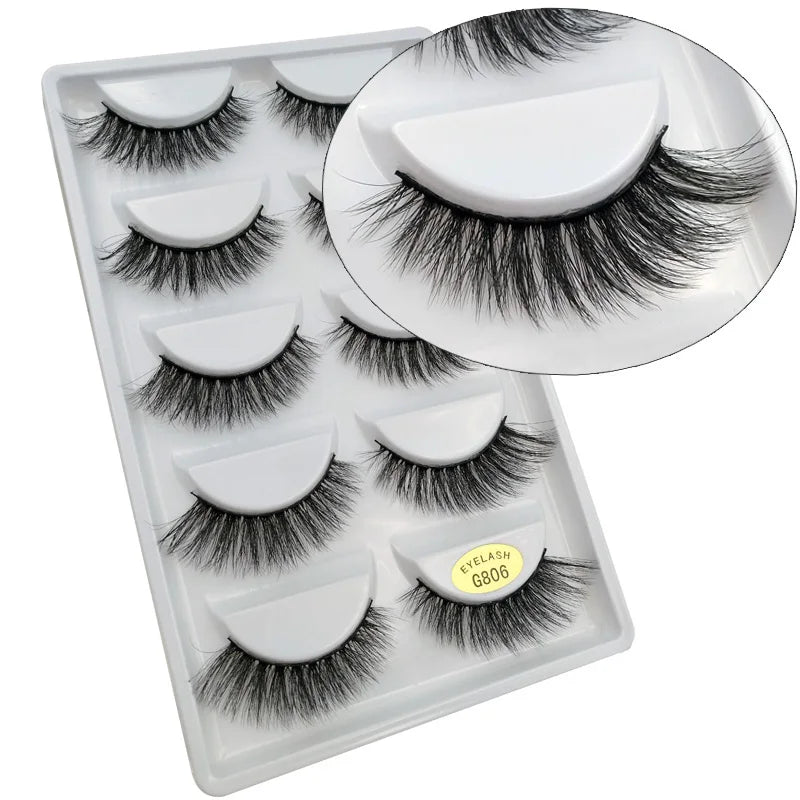 Sexy 5 Pairs Mink Eyelashes 3D Faux Lashes Thick Crisscross Makeup False Eyelash Extension Natural Volume Soft Eye Lashes G800