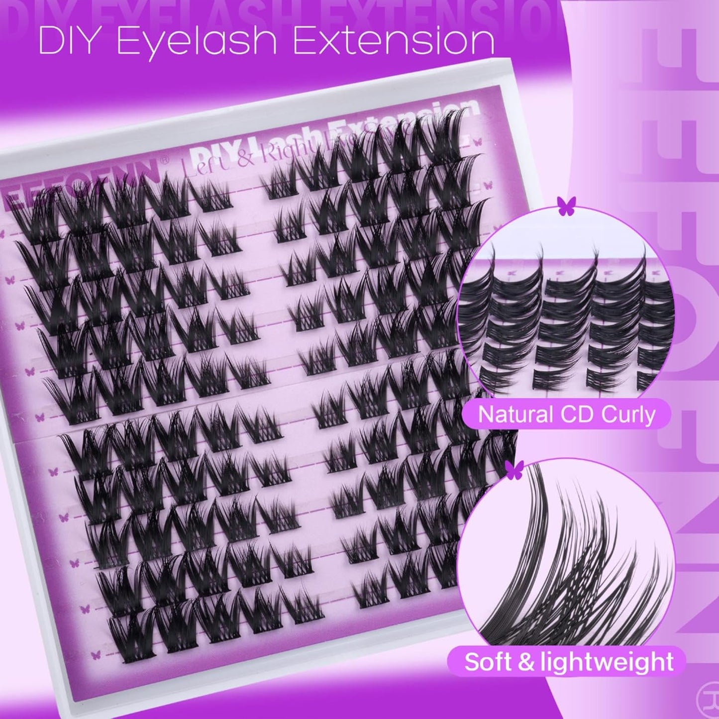 Wispy Cluster Lashes CD Curly Eyelash Clusters Natural Lash Extension Left + Right Cat Eye Lashes Manga Lash Clusters 8-16Mm Lash Extension Volume Cluster Eyelash Extensions DIY at Home